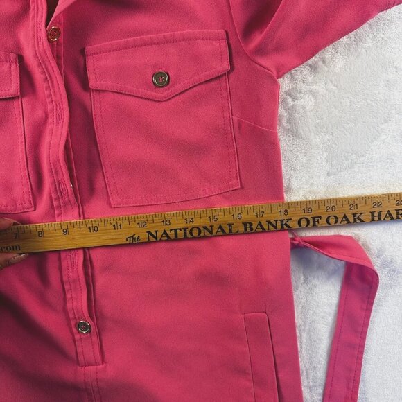 Trina Turk Womens Shirt Dress Pink Belted Size S Short Sleeve Button Up - Picture 3 of 9